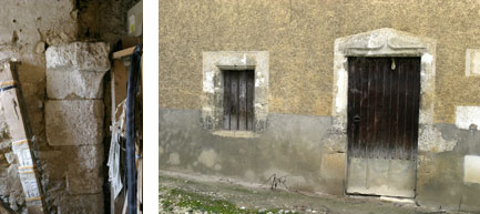 Piédroit de cheminée et porte avec linteau