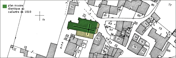 Plan de situation d'après le cadastre de 1974