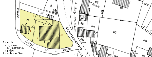 Plan de situation d'après le cadastre de 1974