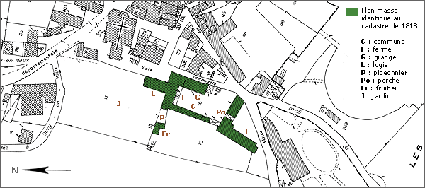 Plan de situation d'après le cadastre de 1974