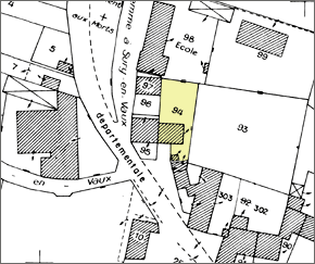Plan de situation d'après le cadastre de 1974